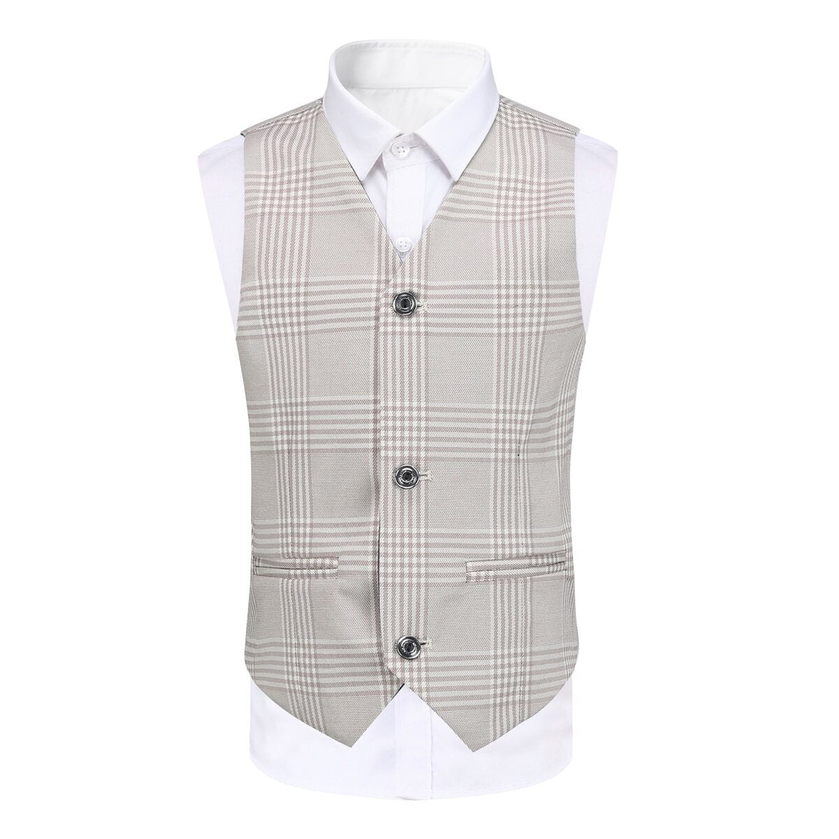 Youthup Boys Plaid Suit 3-Piece Set Peak Lapel Blazer with Vest and Pants