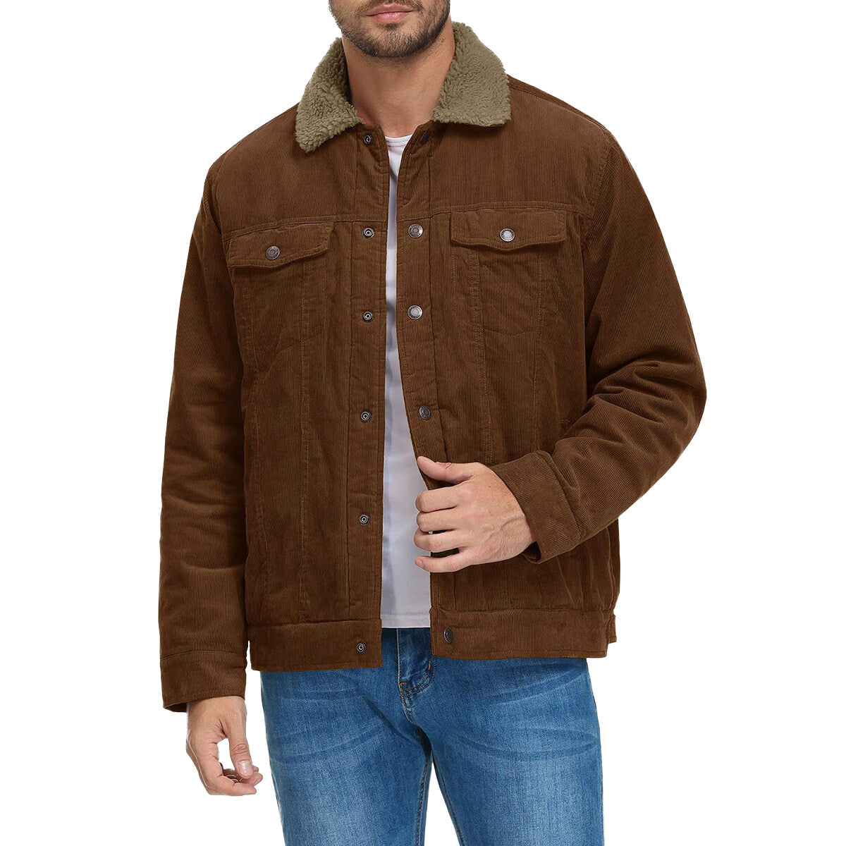 Youthup Mens Velvet Corduroy Thick Fleece Lined Jacket