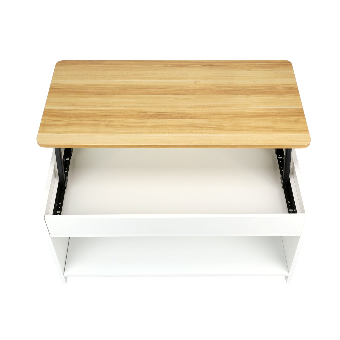 Table Basse Relevable Réglable en Hauteur Table de Salon avec Roulettes Table avec Compartiment Caché Design Réglable en Hauteur.Jaune