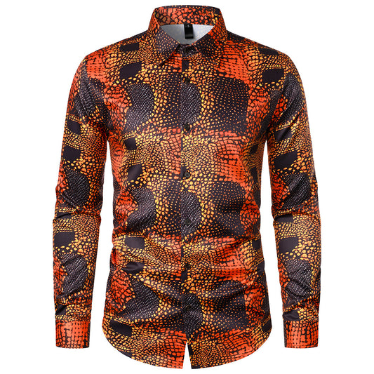 YOUTHUP Mens Casual Shirt Slim Fit Party Holiday Print Tops