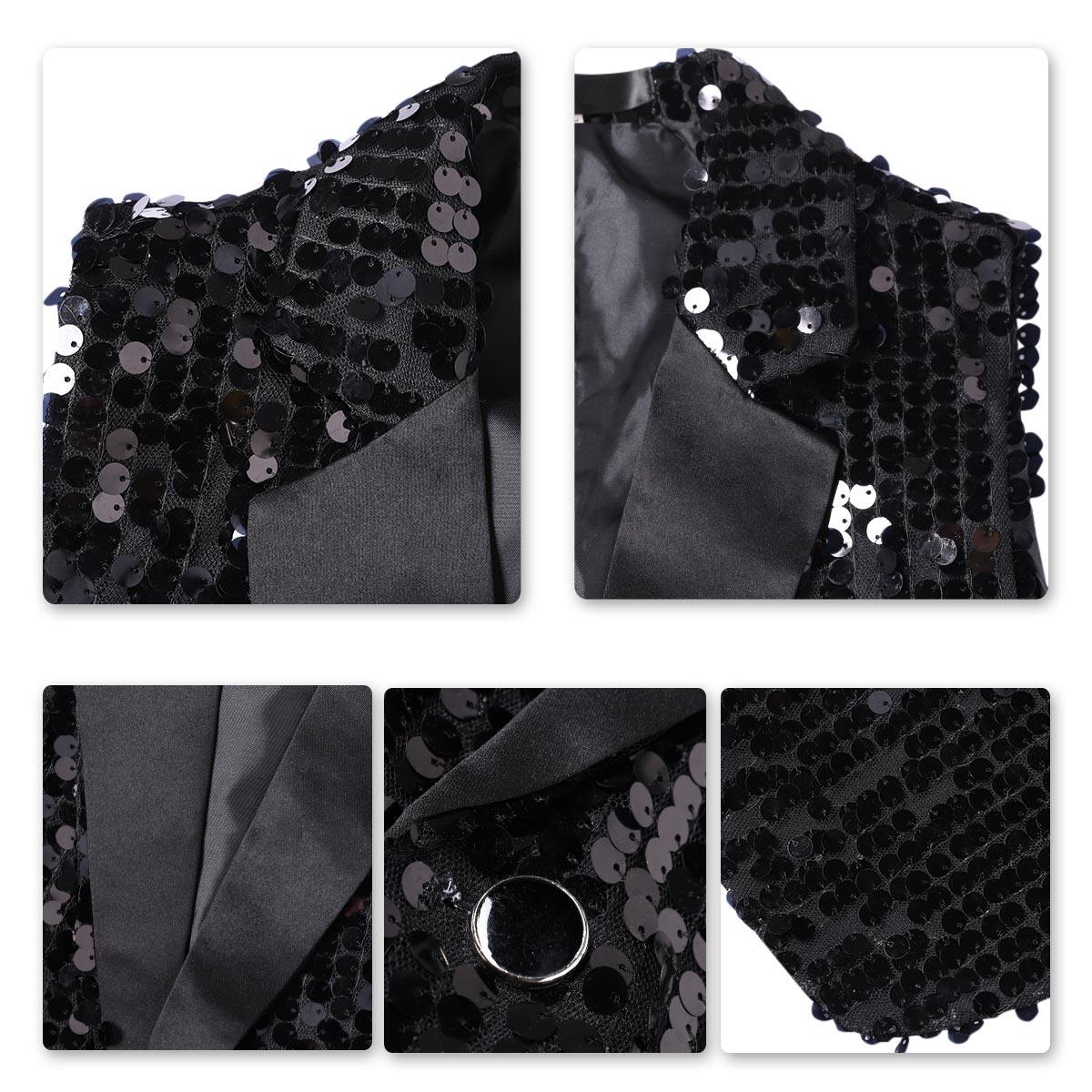 Youthup Mens Party Sequin Glitter Vest