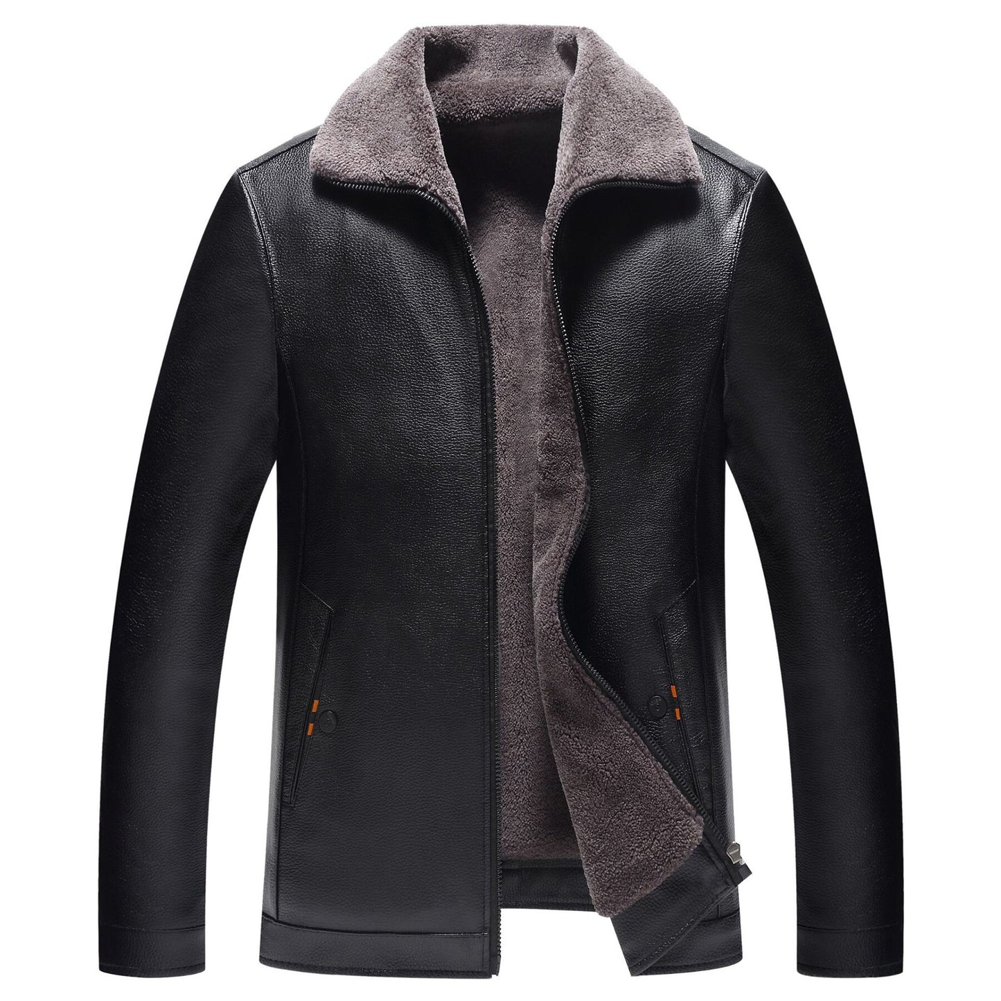Youthup Mens Fleece Lined Leather Jacket