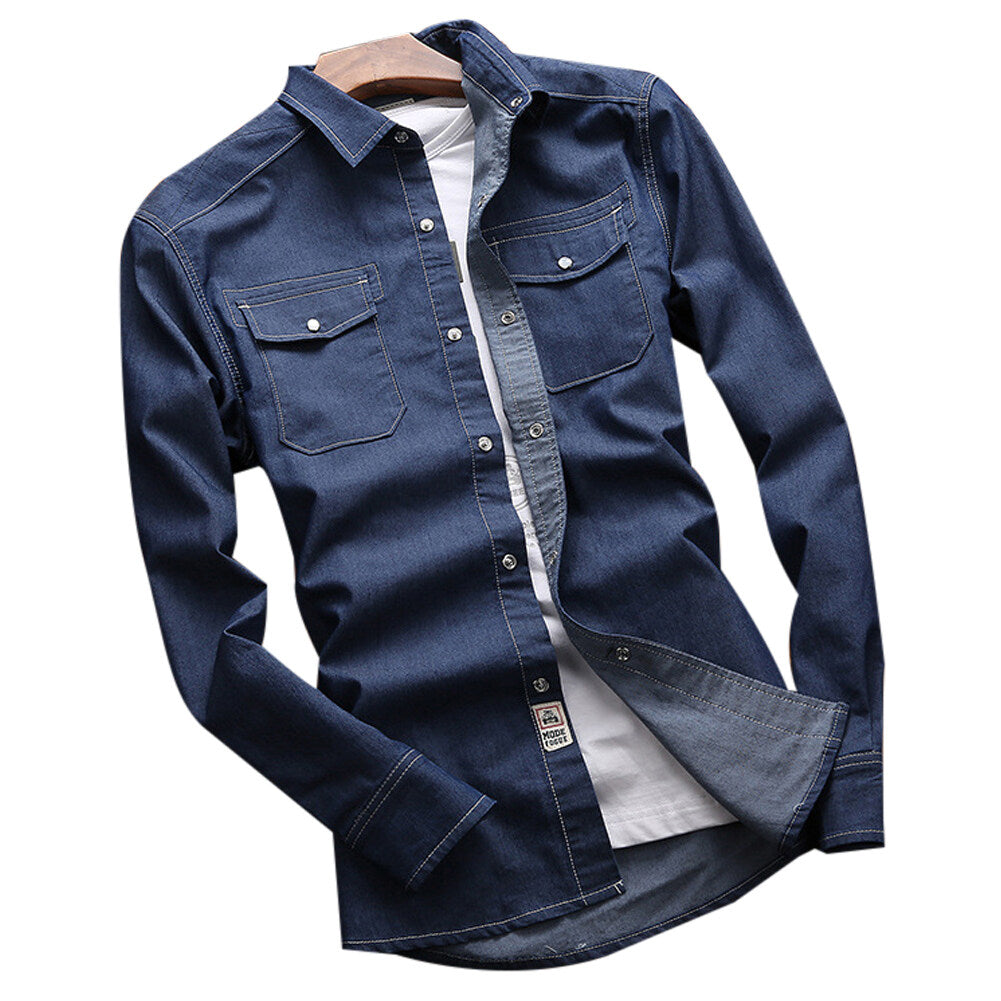 Youthup Mens Slim Fit Cotton Denim Shirt