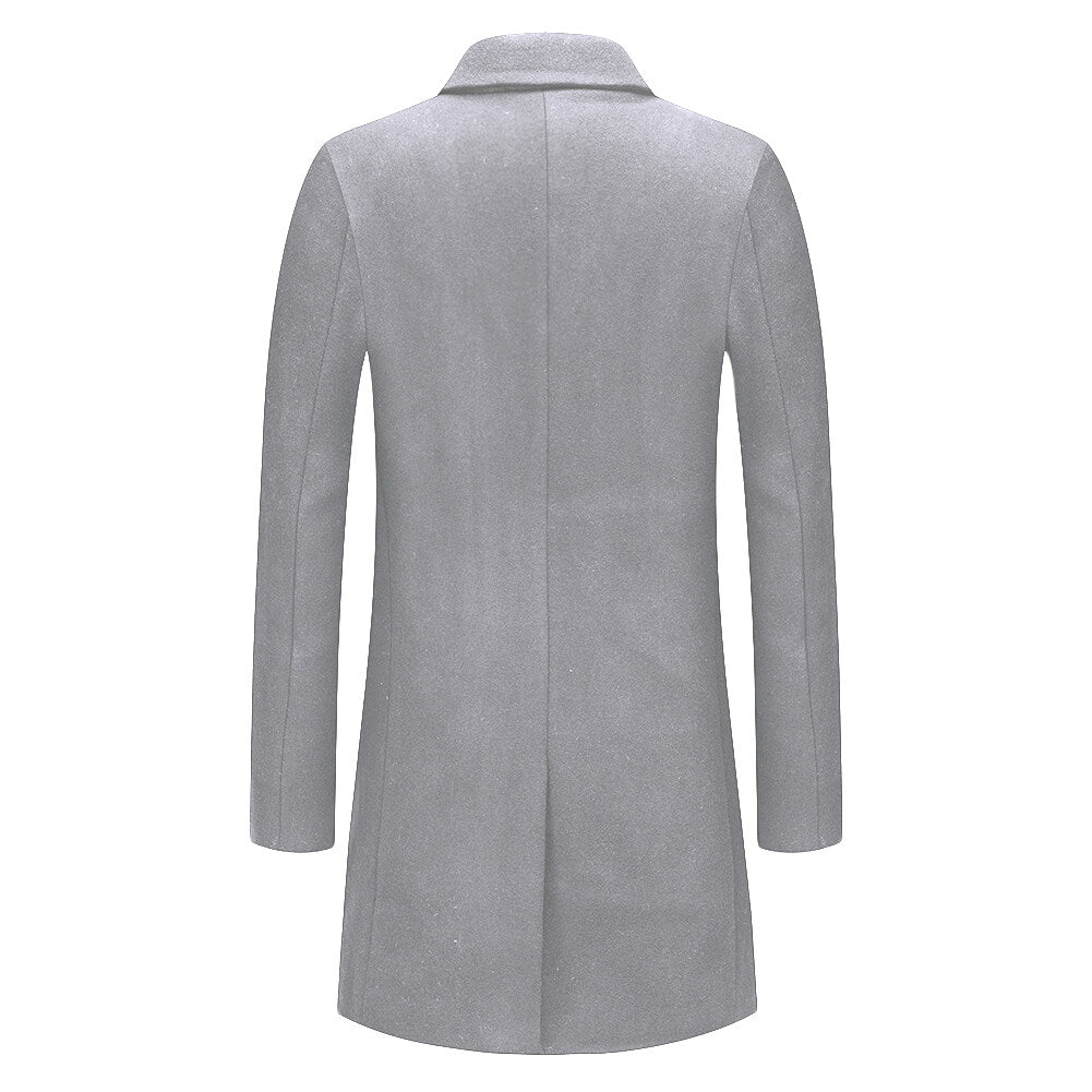 Youthup Mens Wool Blend Coat Lapel Fashion Slim Fit Overcoat