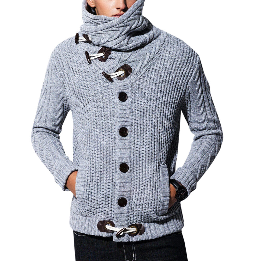 Youthup Mens Knitted Jacket Turtleneck Cardigan Sweaters