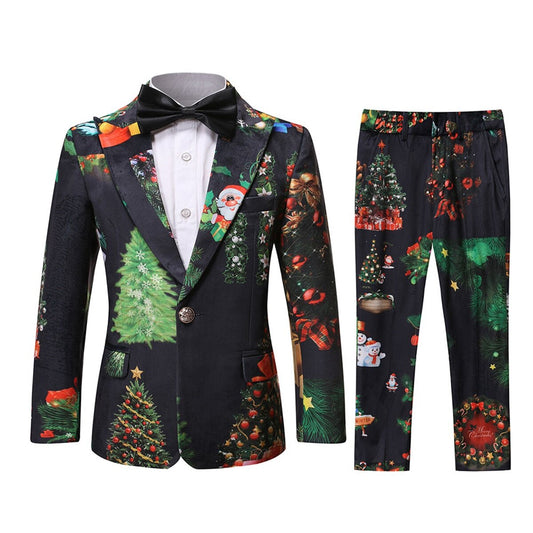 Youthup Boys Christmas Dress 3 Piece Santa Suit Blazer And Pants And Tie