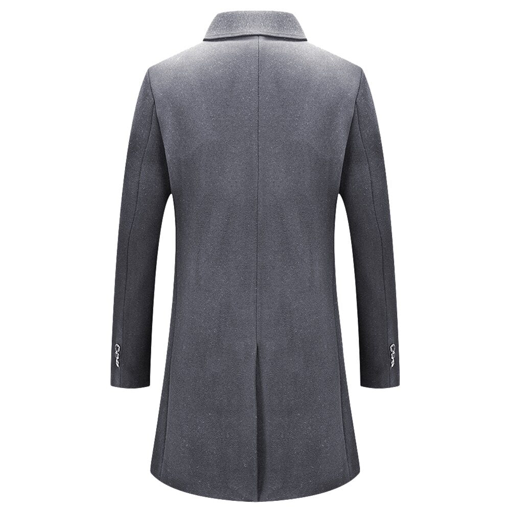 Youthup Mens Winter Single Breasted Wool Blend Mid-length Coat