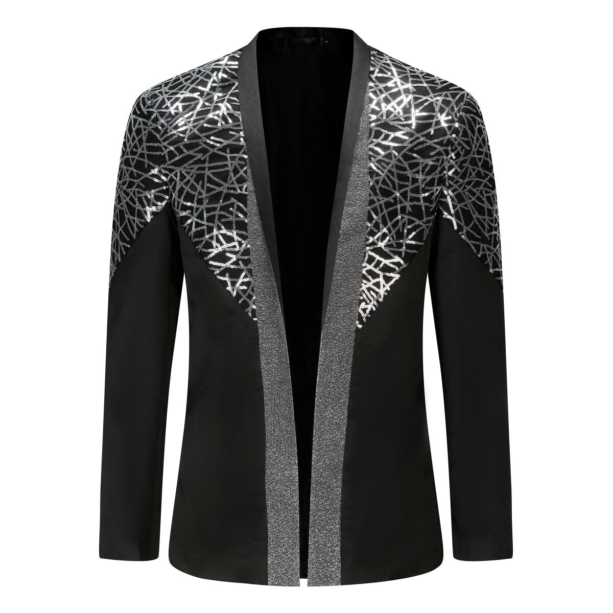 YOUTHUP Mens Party Sequin Blazer Stand Collar Casual Sparkle Suit Jacket