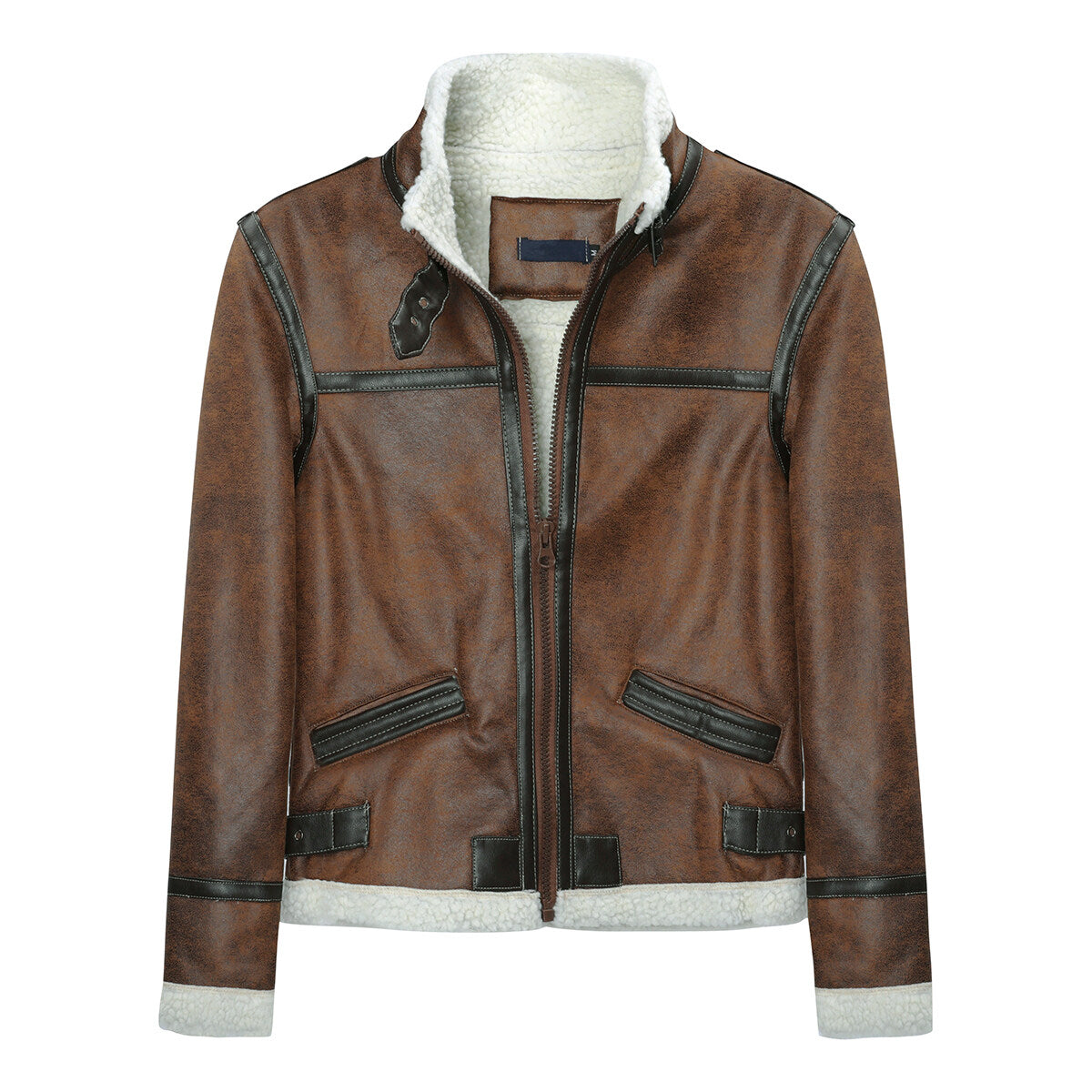 Youthup Mens Winter Slim Fit PU Faux Leather Jacket