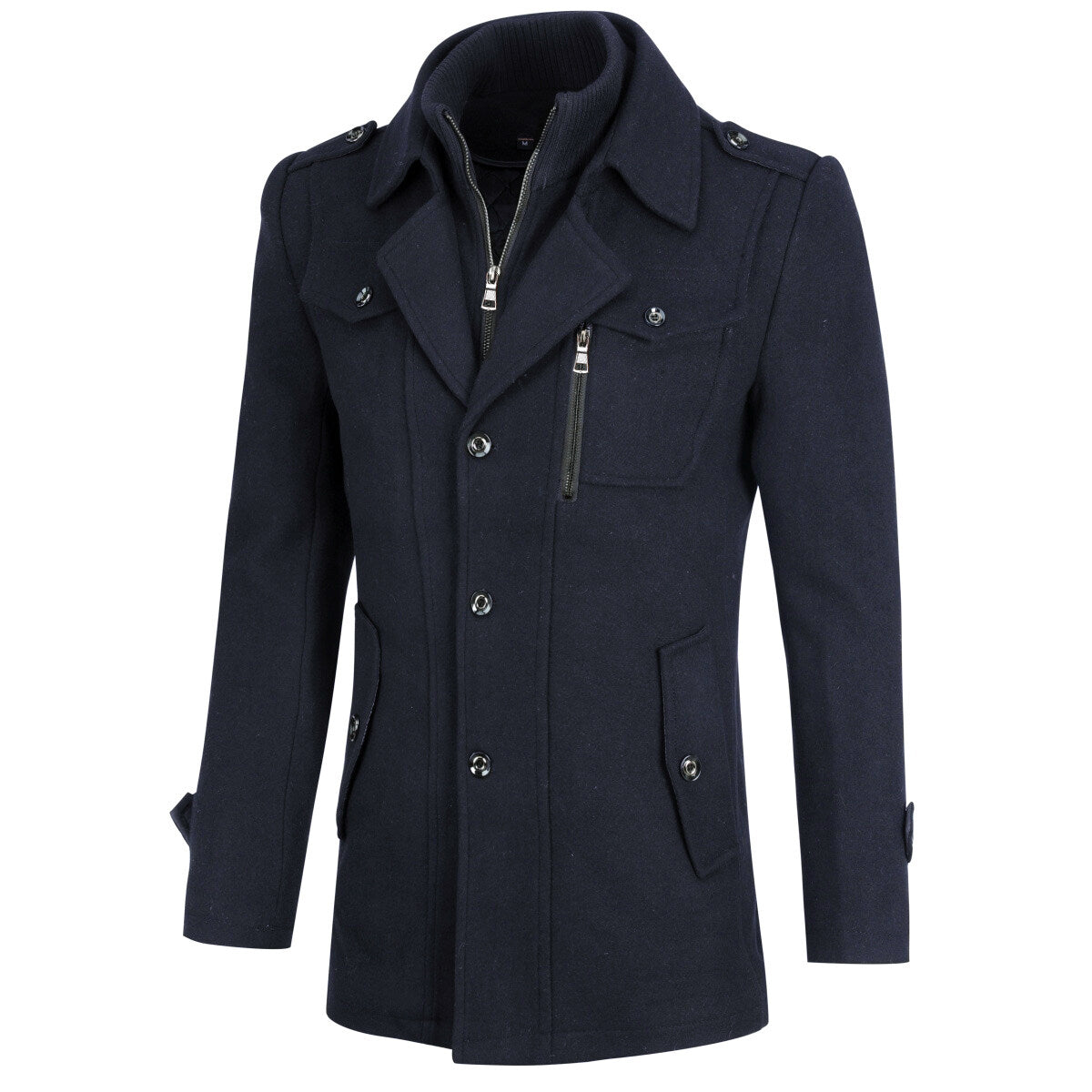 Youthup Mens Military Wool Coats Thin Fit Winter Trench Peacoat