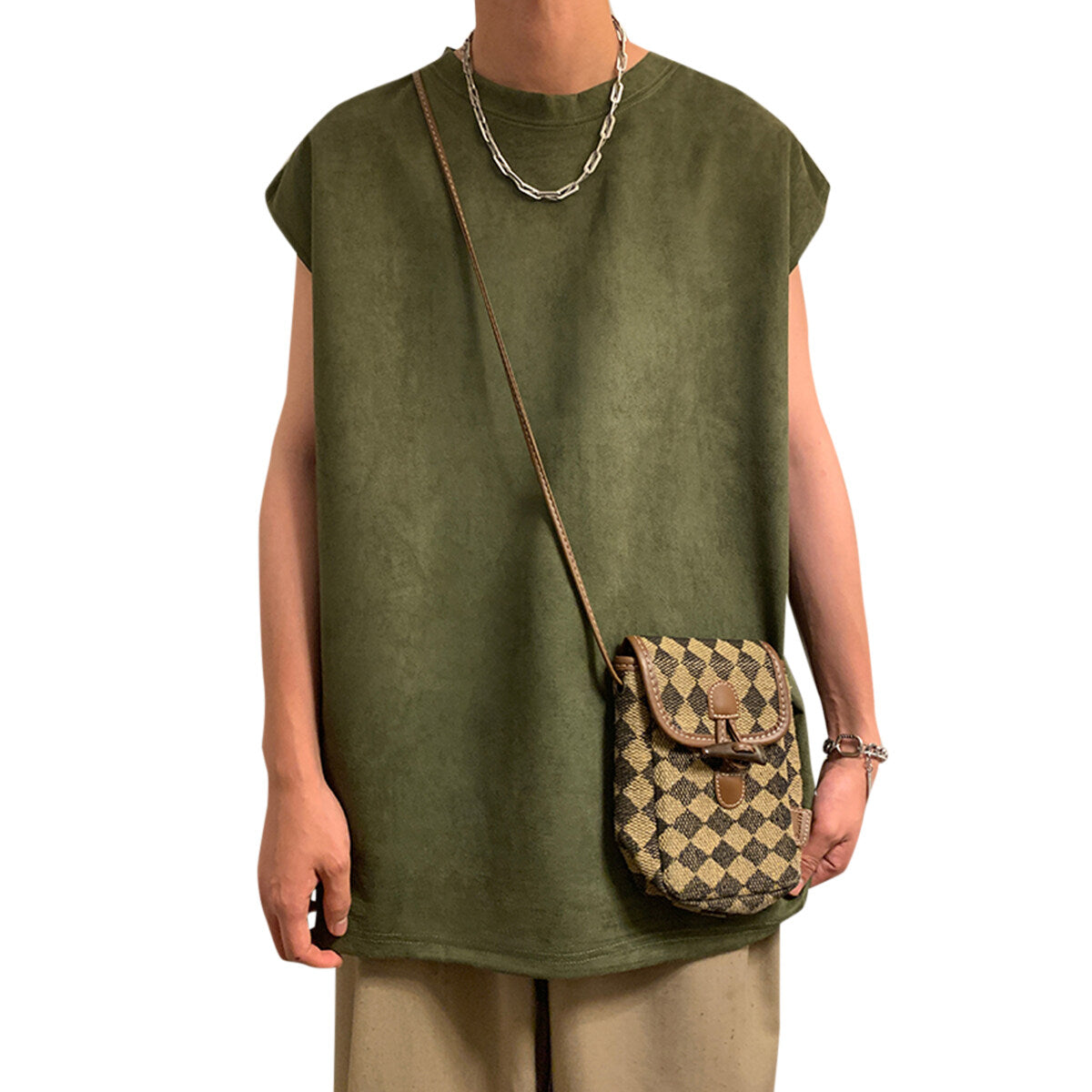 Youthup Mens Lightweight Suede Vest Sleeveless Shirt