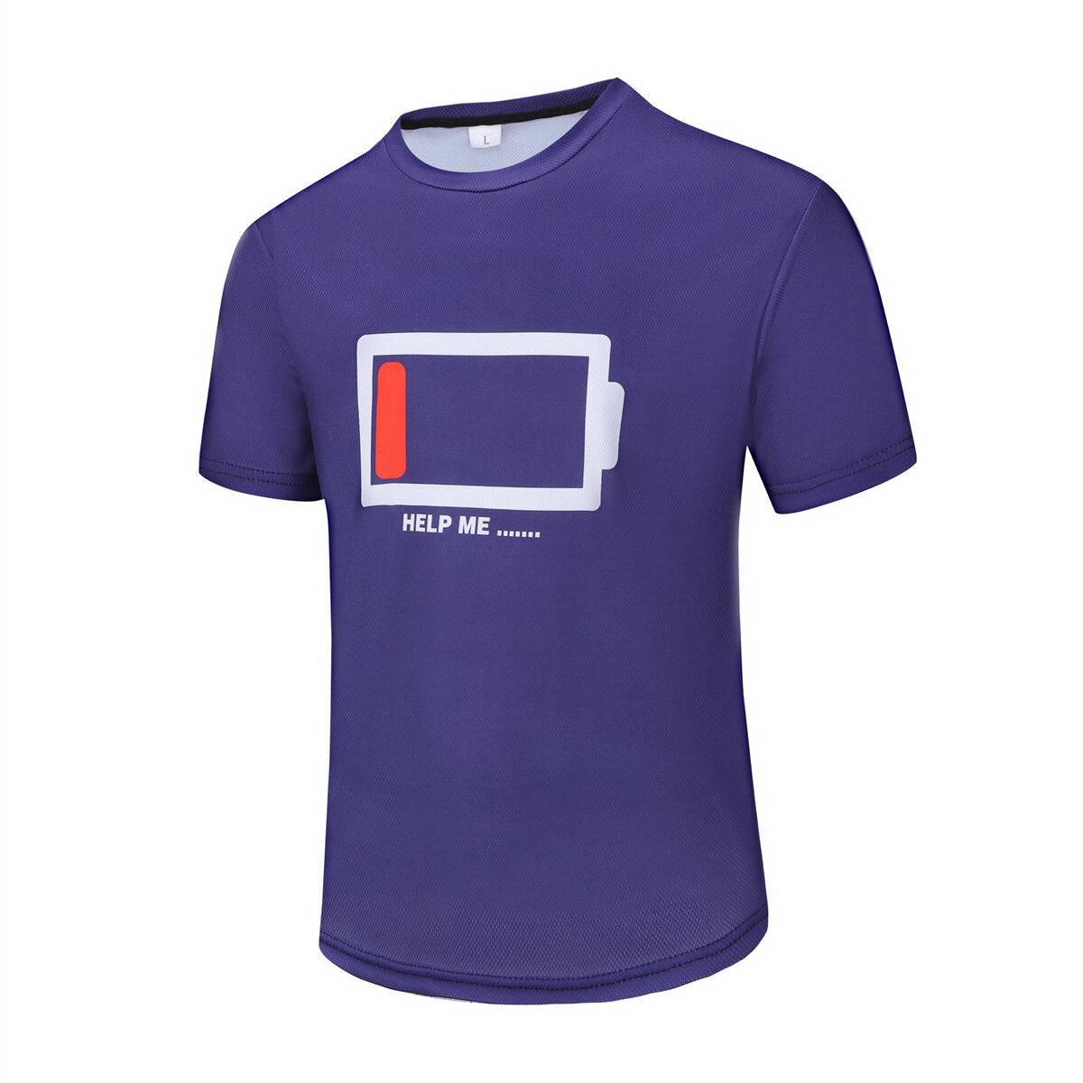 Youthup Mens T-Shirts HELP ME Funny Low Battery Humor Tee