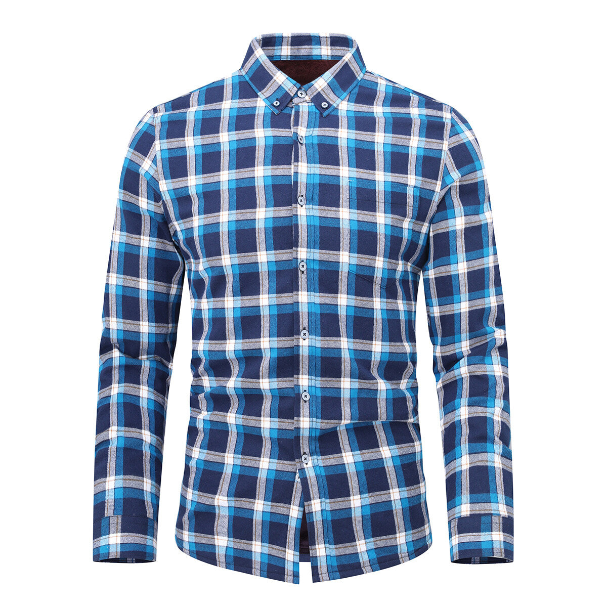 Youthup Mens Casual Striped Plush Colorblock Shirts