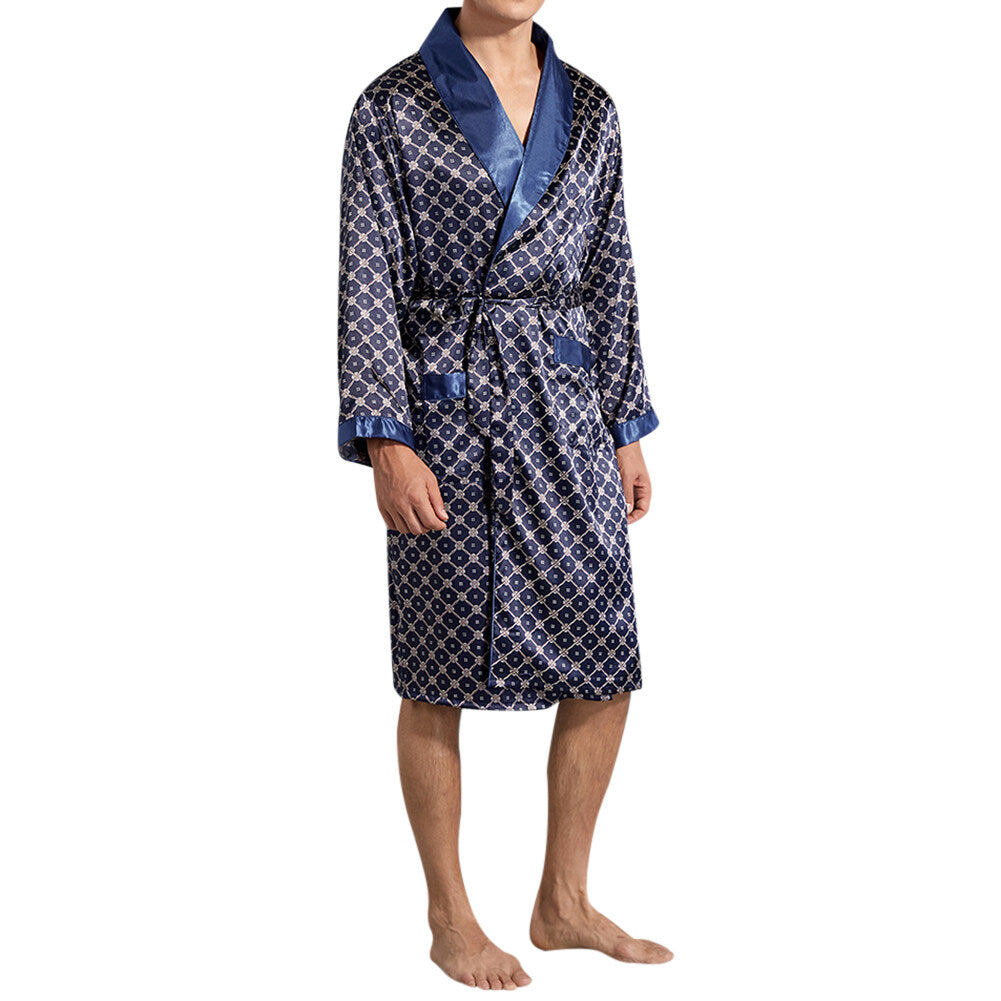 Youthup Mens Floral Printed Long Pajamas Robe