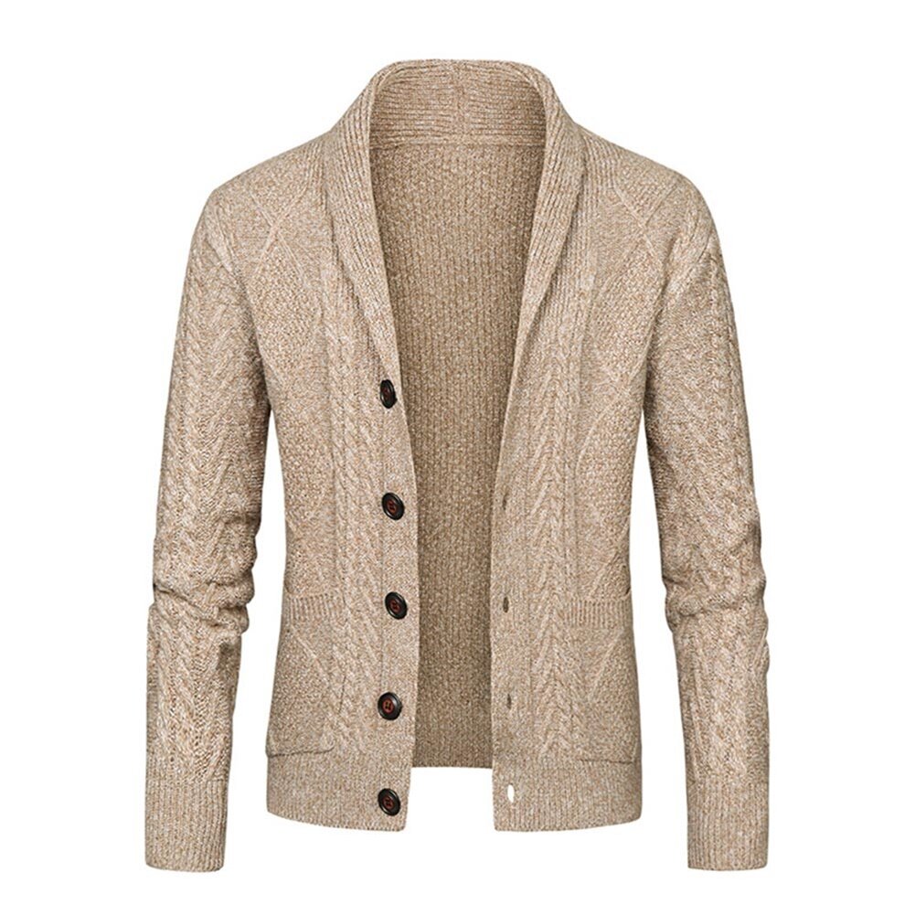 Youthup Mens Shawl Collar Twist Knit Jacket Slim Fit Cardigan Sweater