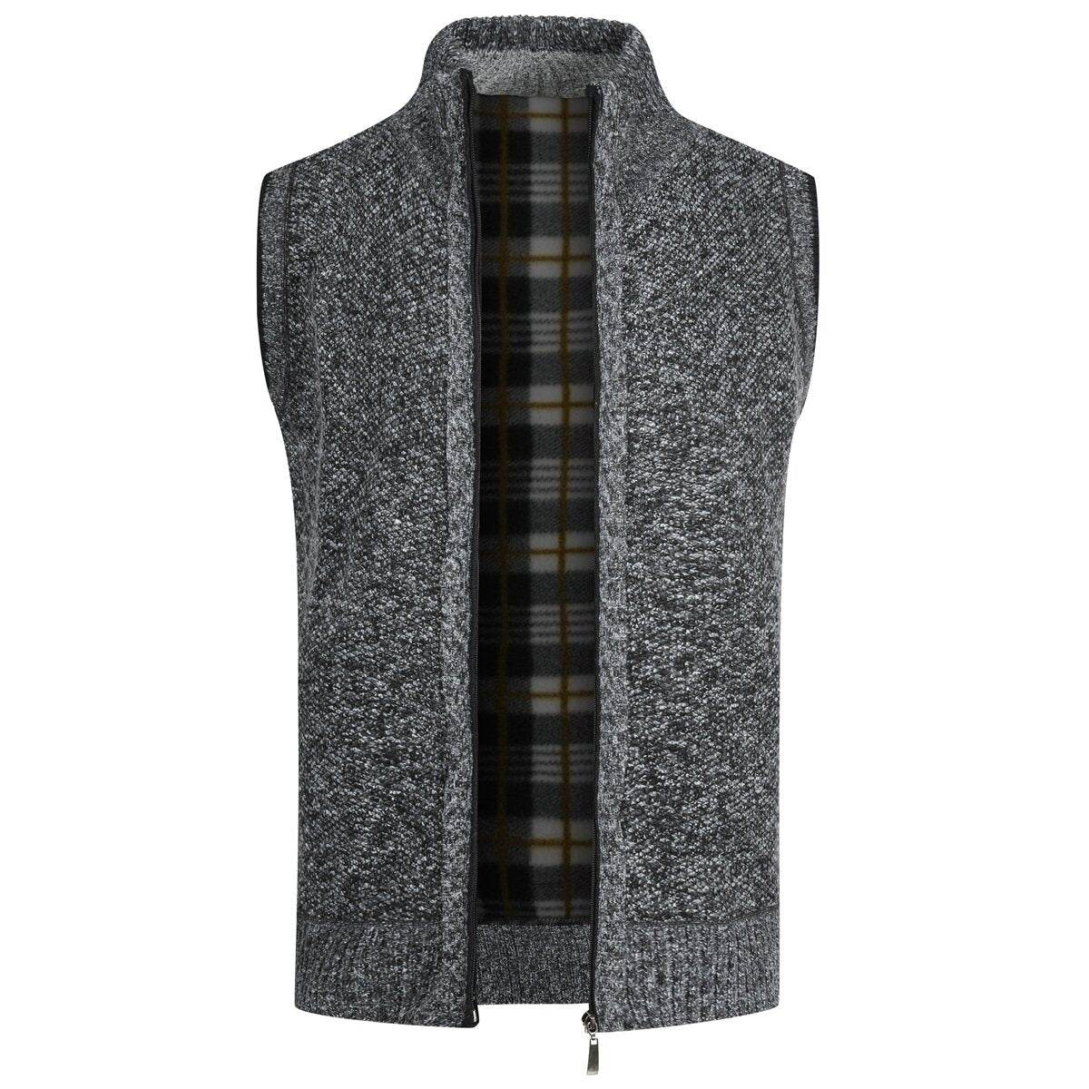 YOUTHUP Mens Knitted Cardigan Fleece Lining Quilted Winter Thick Sleeveless Jacket