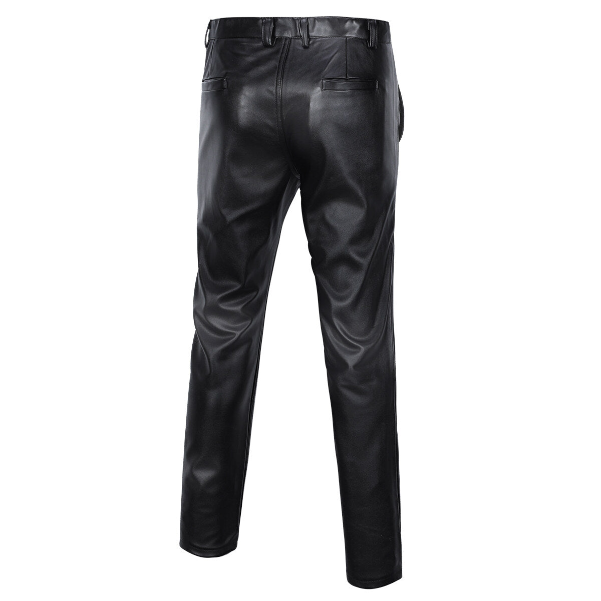 Youthup Mens Fleece-Lined Straight-Leg Leather Pants