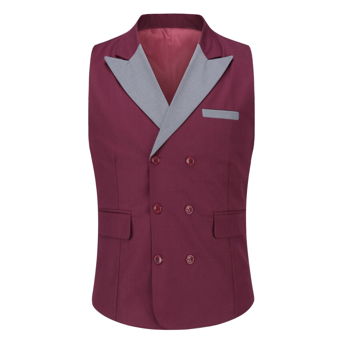 Youthup Mens Business Suit Vest Color Block Peak Collar Slim Fit Waistcoat