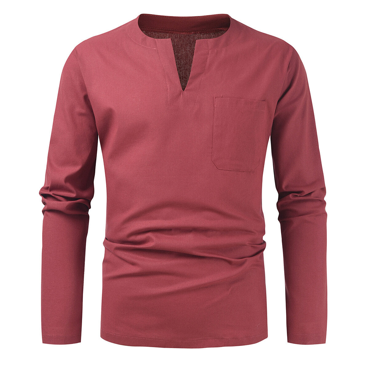 Youthup Mens Collarless Long Sleeve Shirt