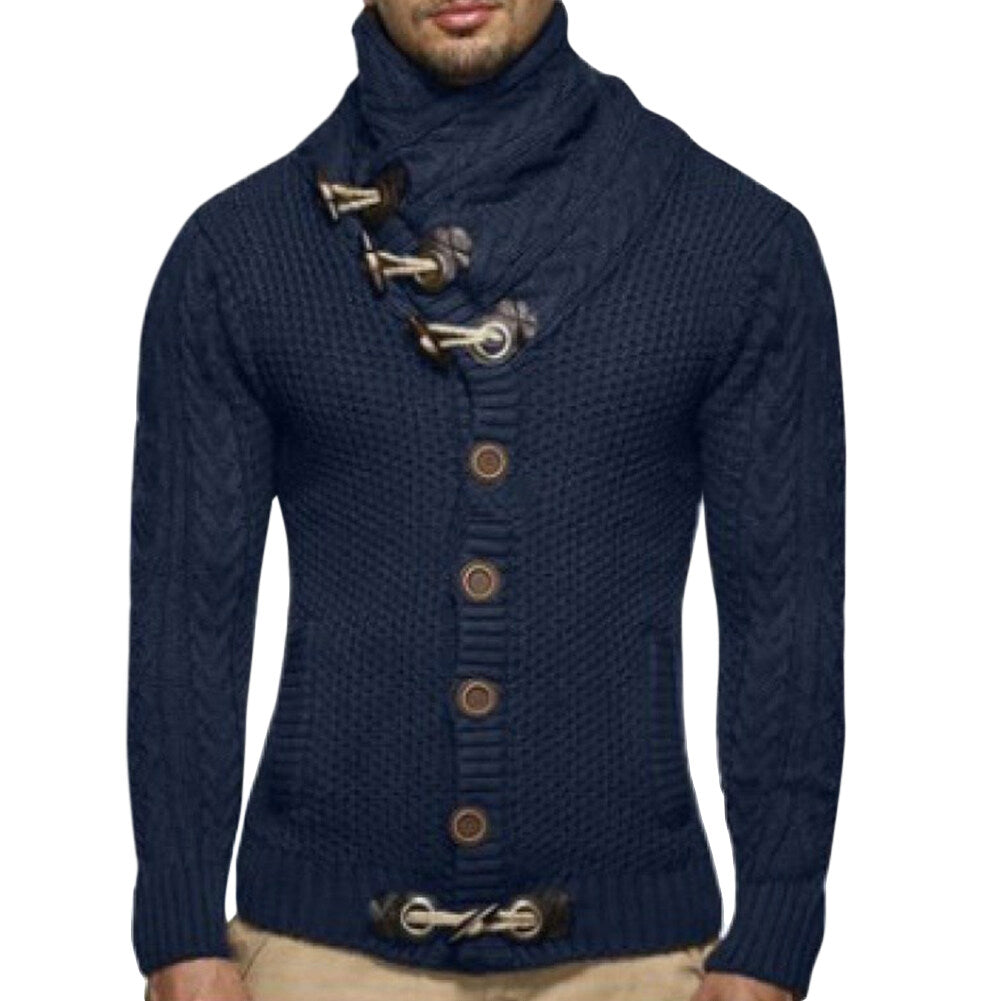 Youthup Mens Knitted Jacket Turtleneck Cardigan Sweaters