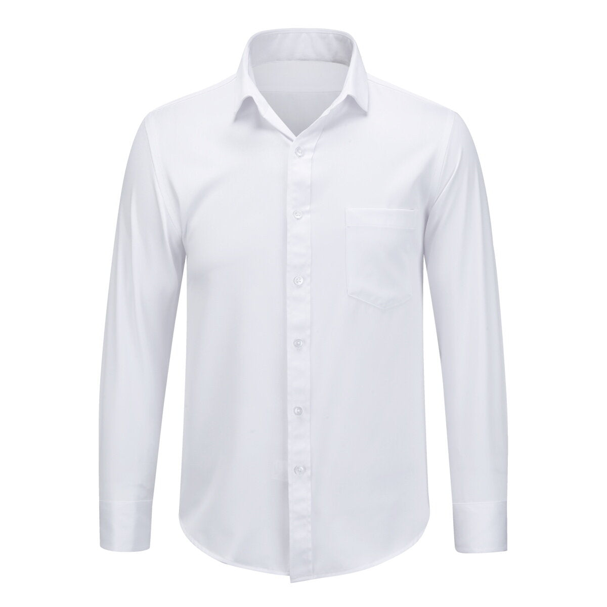 YOUTHUP Mens Business Casual Shirt Solid Color Polyester Long Sleeve Formal Dress