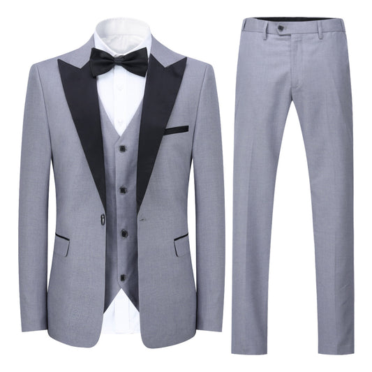 YOUTHUP Mens 3Pce Business Suit Wedding Dinner Blazer and Vest and Tuxedo Pants