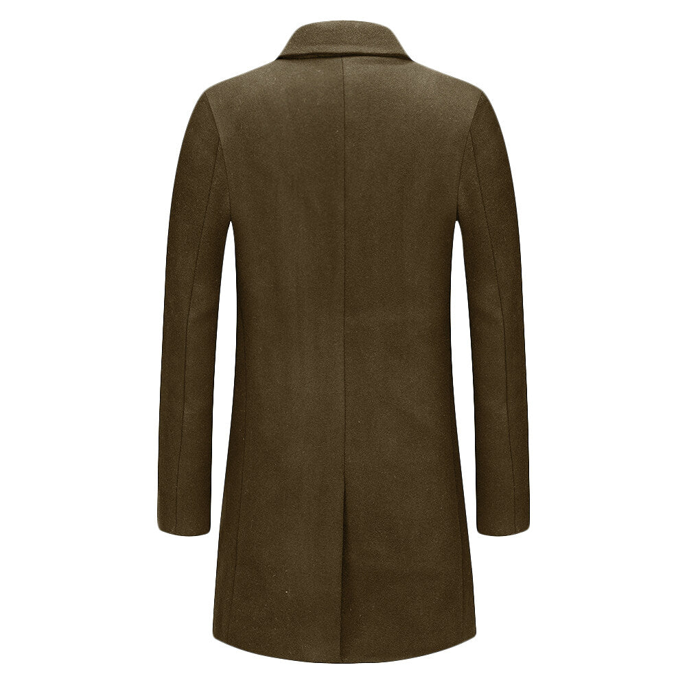 Youthup Mens Wool Blend Coat Lapel Fashion Slim Fit Overcoat