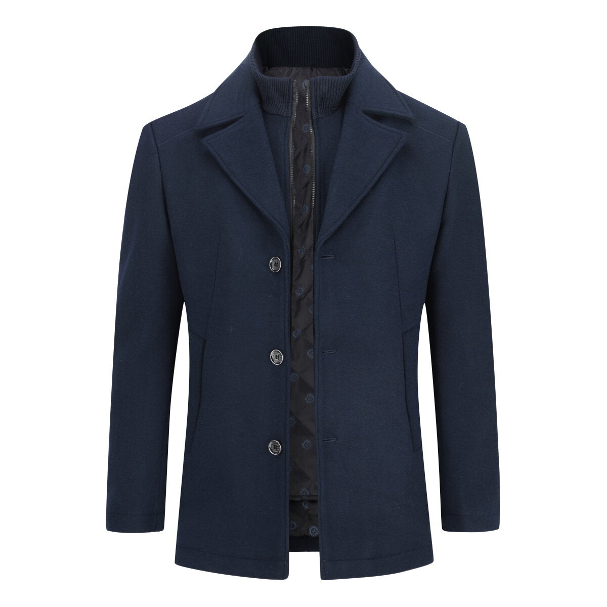 YOUTHUP Mens Wool Coat with Removable Gilet Slim Fit Winter Casual Outwear