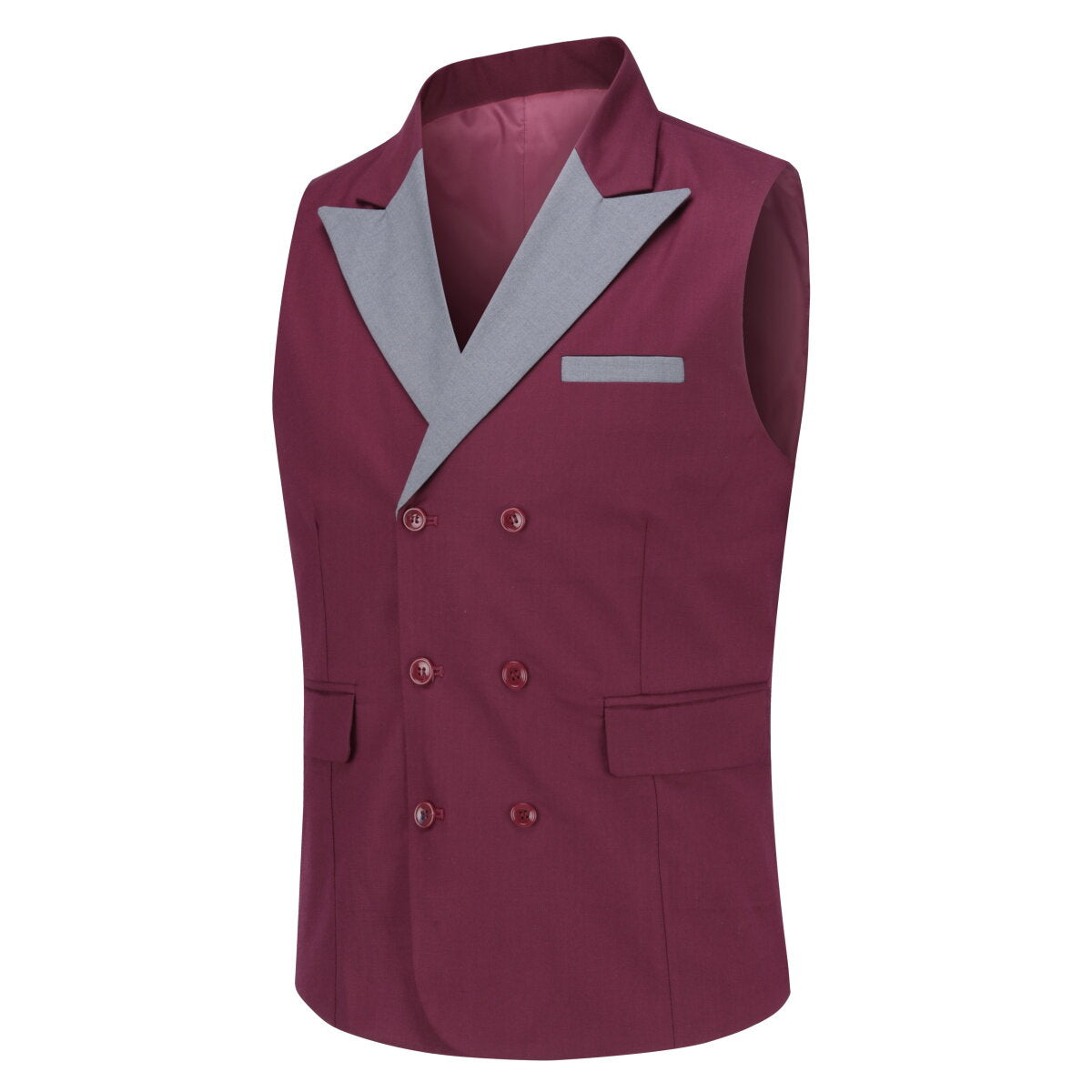 Youthup Mens Business Suit Vest Color Block Peak Collar Slim Fit Waistcoat