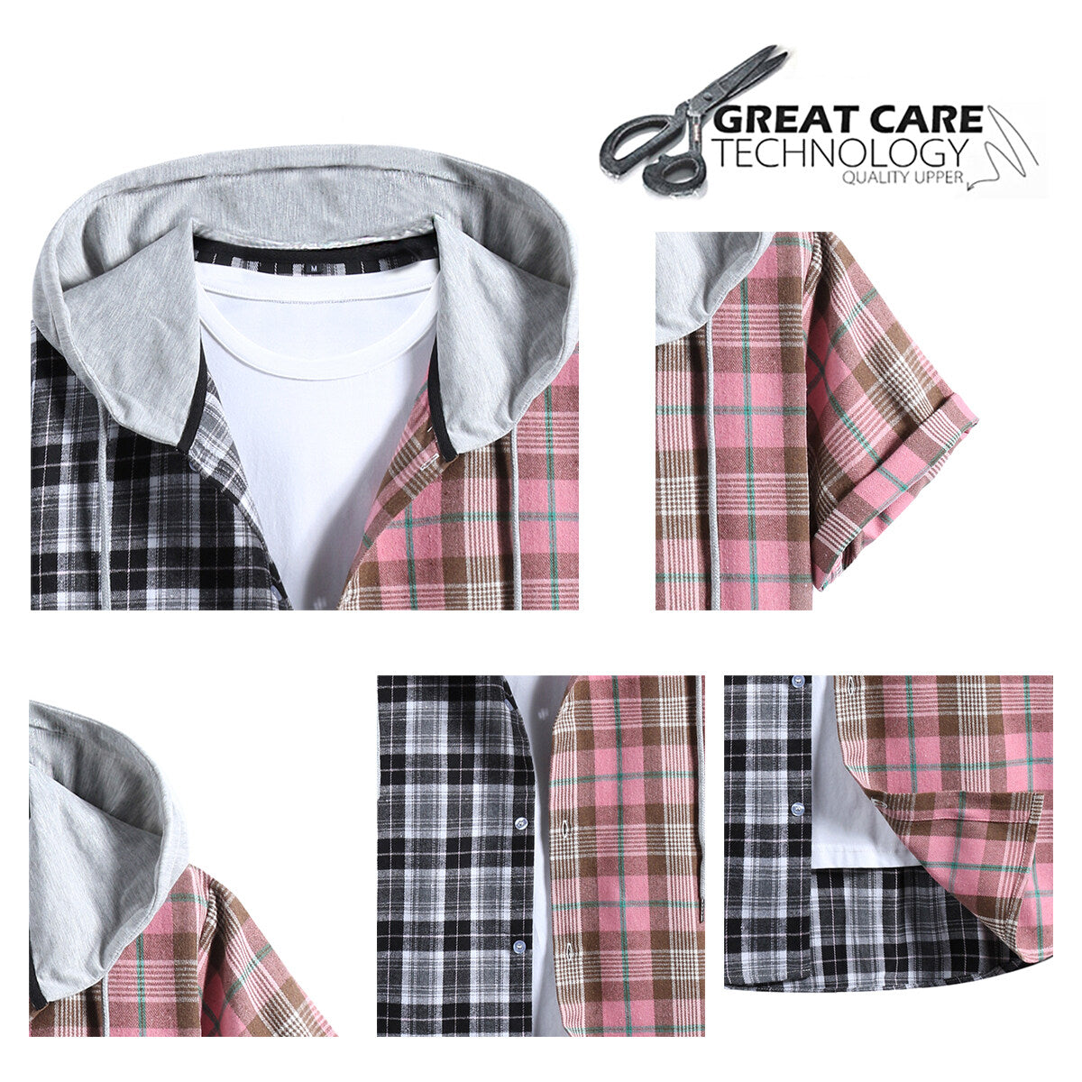 Youthup Mens Color Block Hooded Fashion T-Shirt