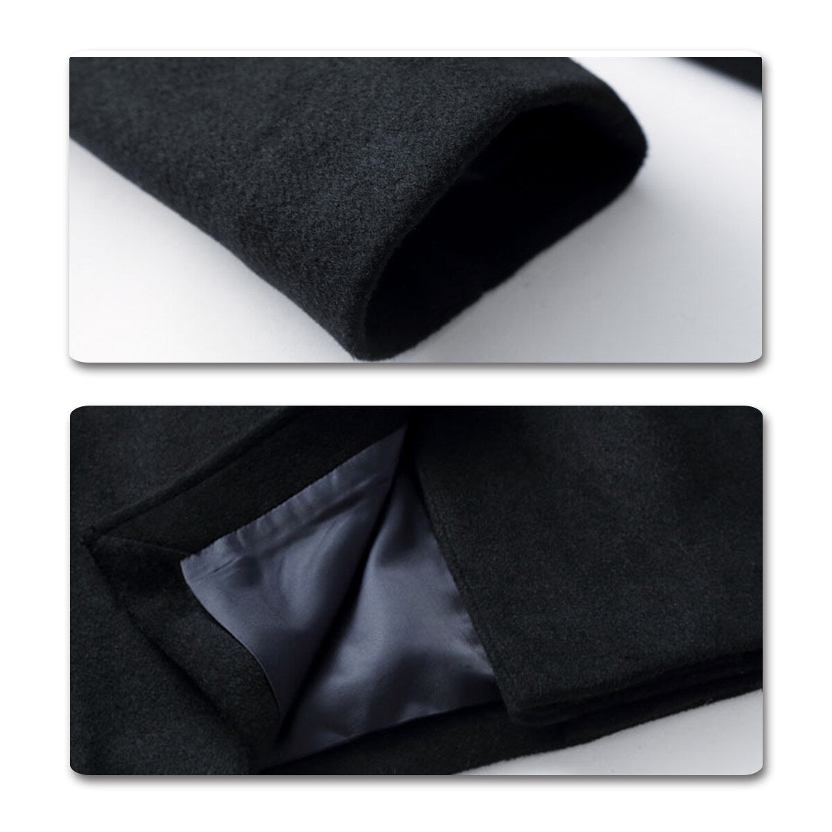 Youthup Mens Notch Lapels Cotton Blend Wool Long Slim Fit Coat