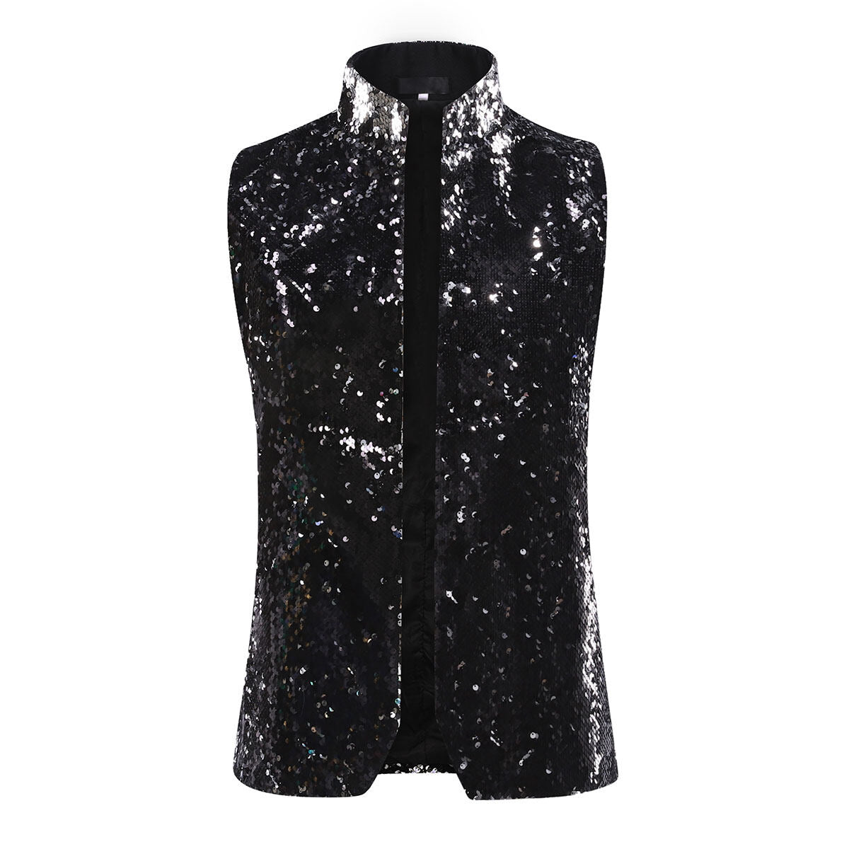 Youthup Mens Prom Sequin Sparkle Sleeveless Jacket