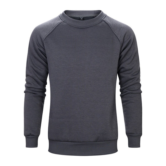 YOUTHUP Mens Fleece Sweater Round Neck Solid Color Casual Pullover Dark