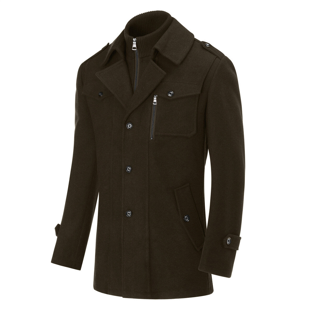 Youthup Mens Double Collar Pocket Pea Coat