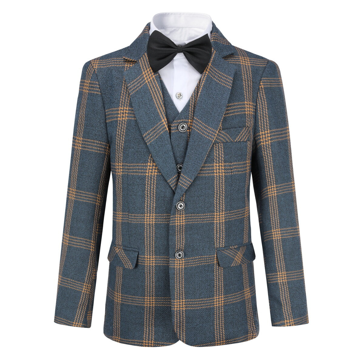 Youthup Boys 3Pce Plaid Tuxedo Suit Blazer and Waistcoat and Pants
