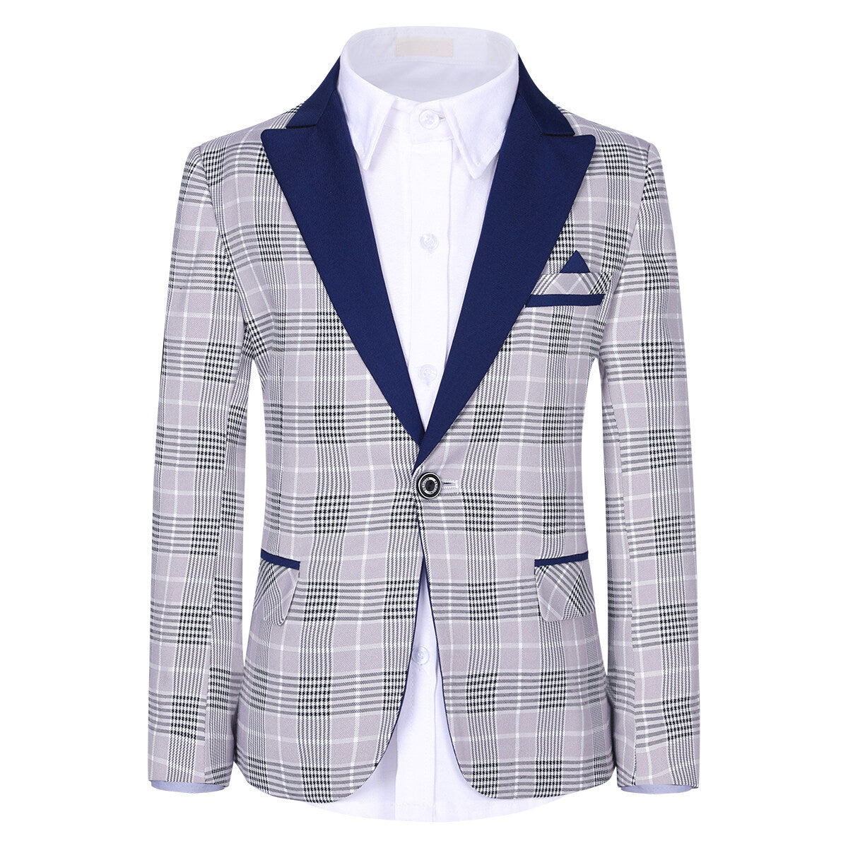 Youthup Boys Plaid Suit 3-Piece Set Peak Lapel Blazer with Vest and Pants
