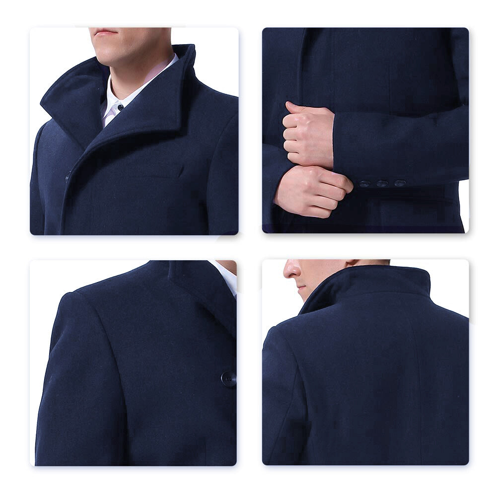 Youthup Mens Overcoat Wool Trench Coat