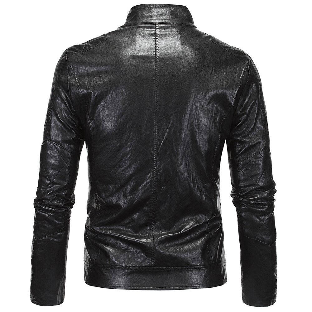 Youthup Mens Retro Slim Fit Motorcycle Punk Leather Jacket