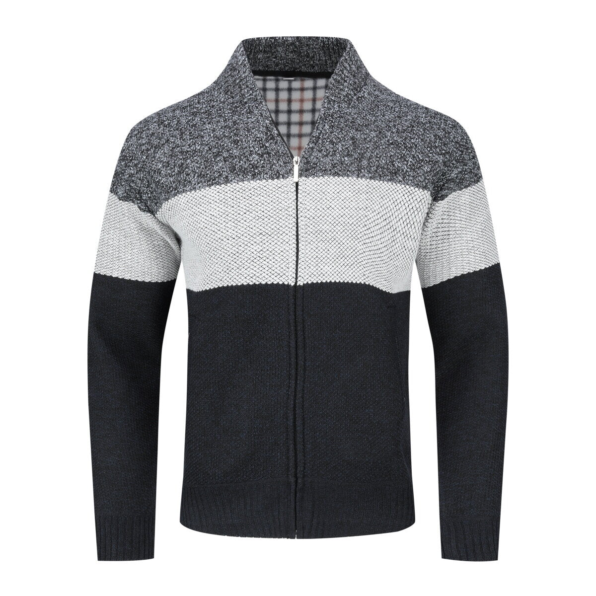 Youthup Mens Color Block Knitted Cardigan Sweatshirt