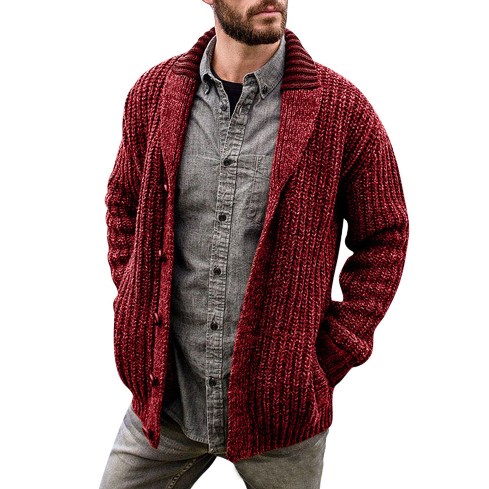 Youthup Mens Lapel Sweater Knitted Cardigan