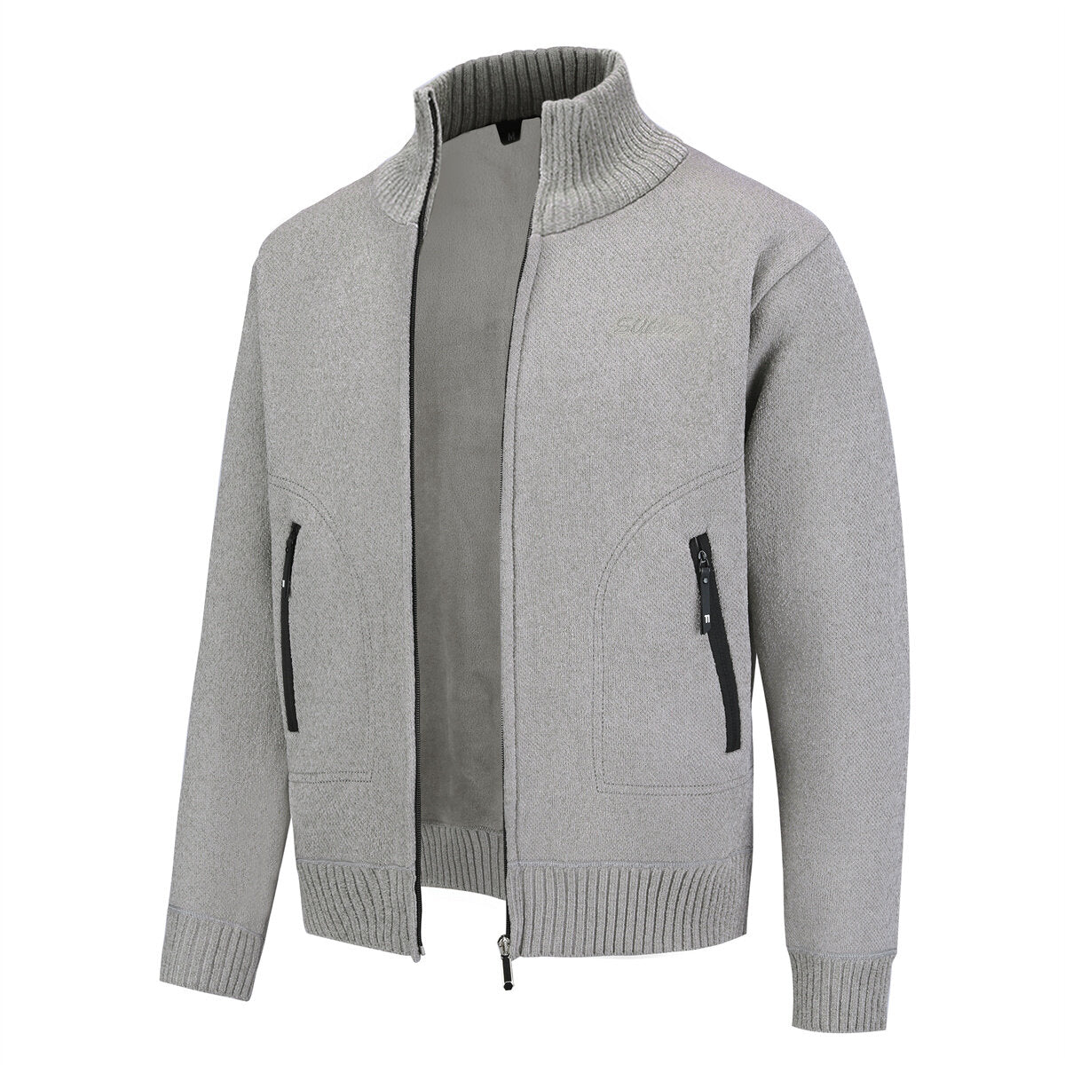 Youthup Mens Stand Collar Knitted Sweatshirt Casual Cardigan