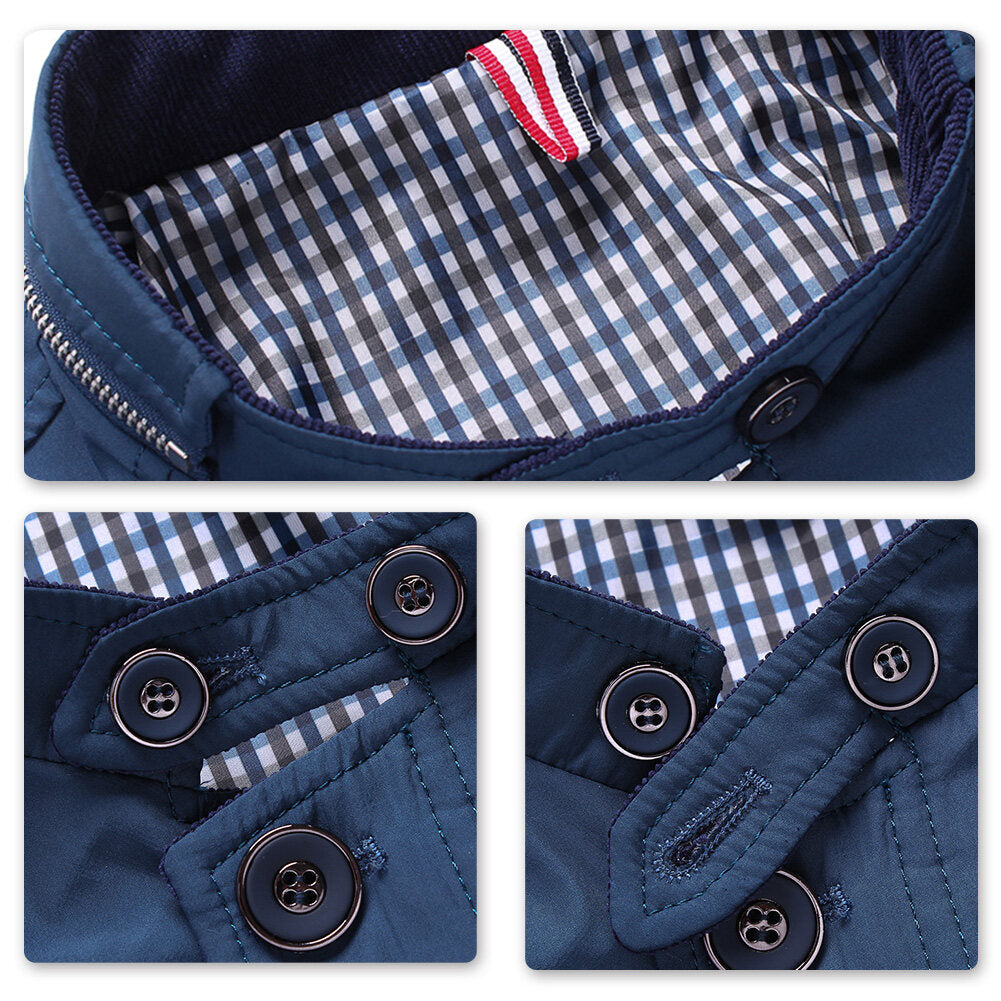 Youthup Mens Slim Fit Button Zip Waterproof Bomber Jacket