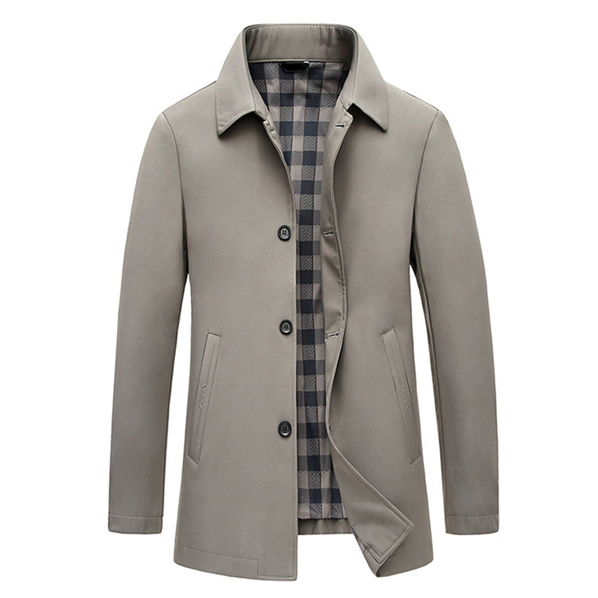 Youthup Mens Slim Fit Lapel Trench Coat Dust Coat