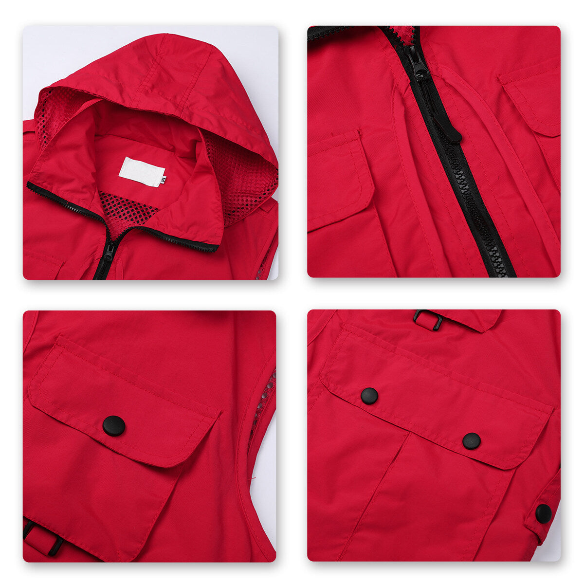 YOUTHUP Mens Outdoor Quick Dry Hooded Multi-Pocket Camping Hunting Fishing Vest