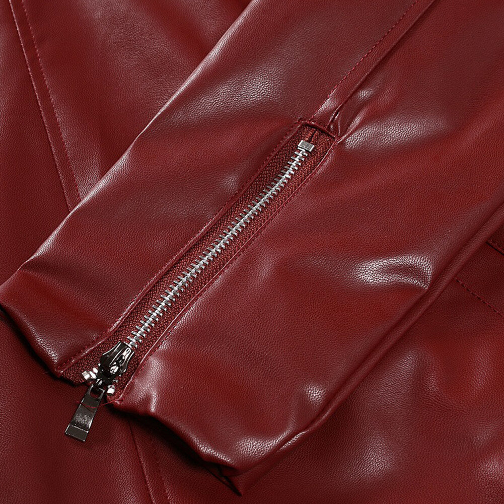 Youthup Mens Glossy Leather Jacket