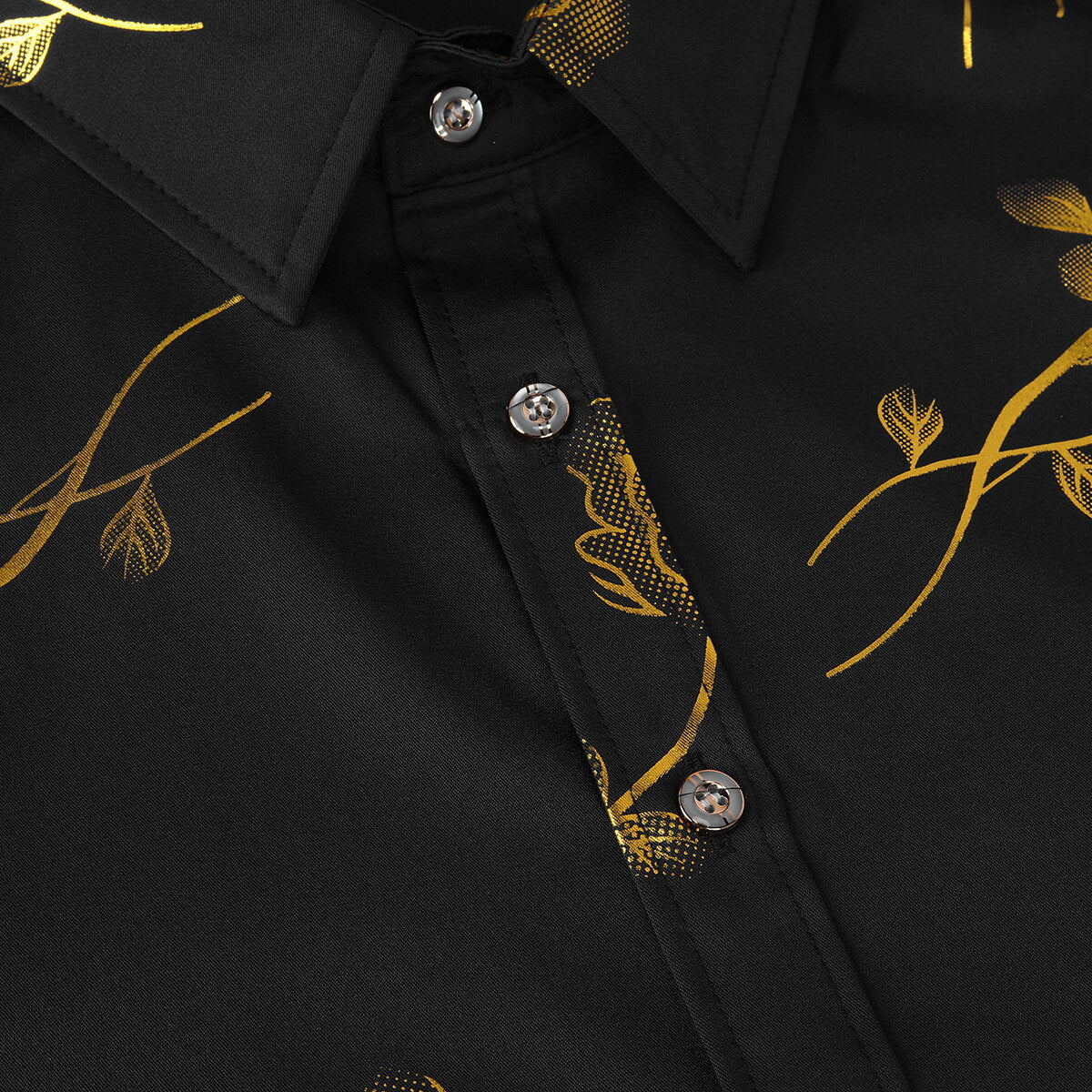 Youthup Mens Rose Foil Stamping Casual Shirt