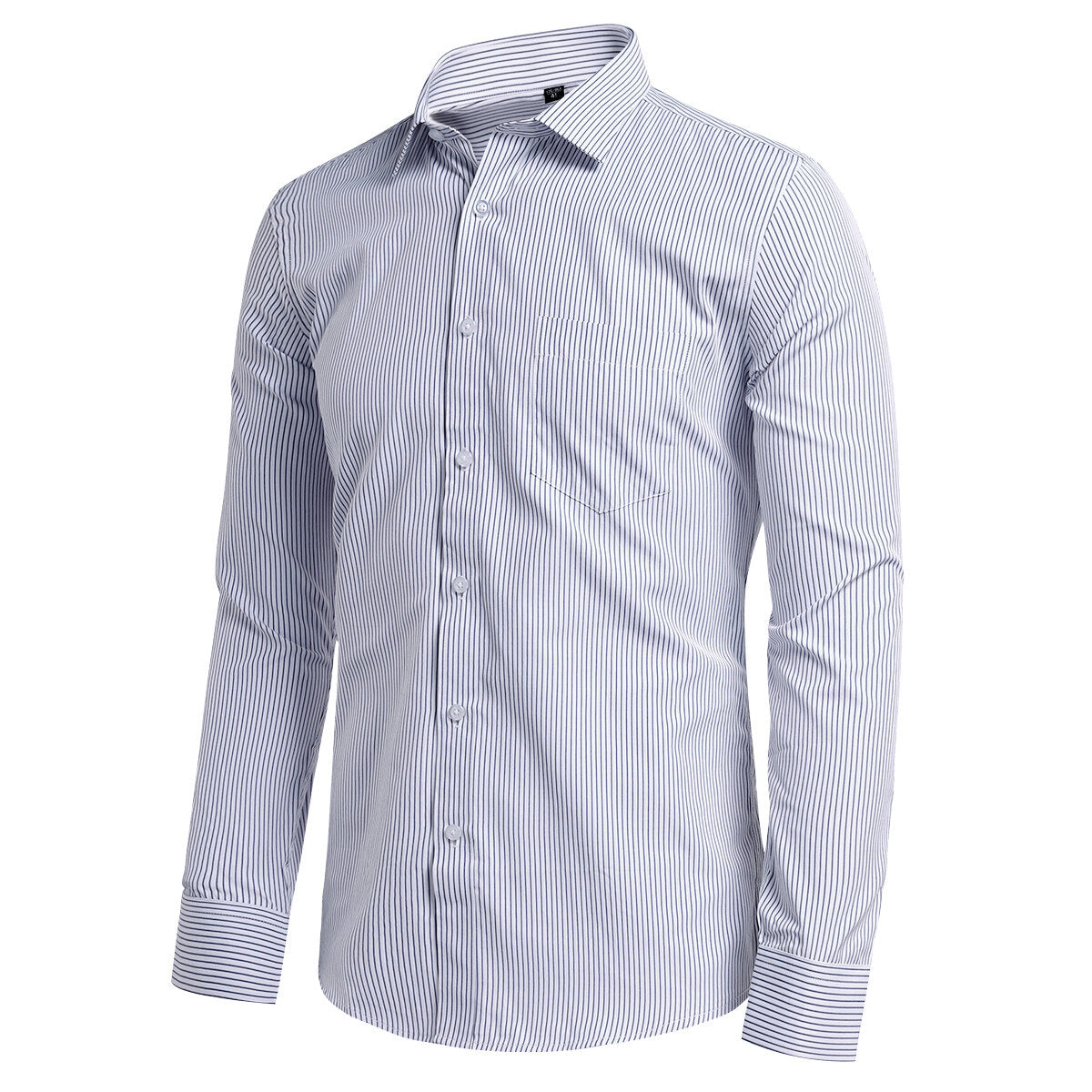 Youthup Mens Slim Business Shirt Striped Suit Shirt