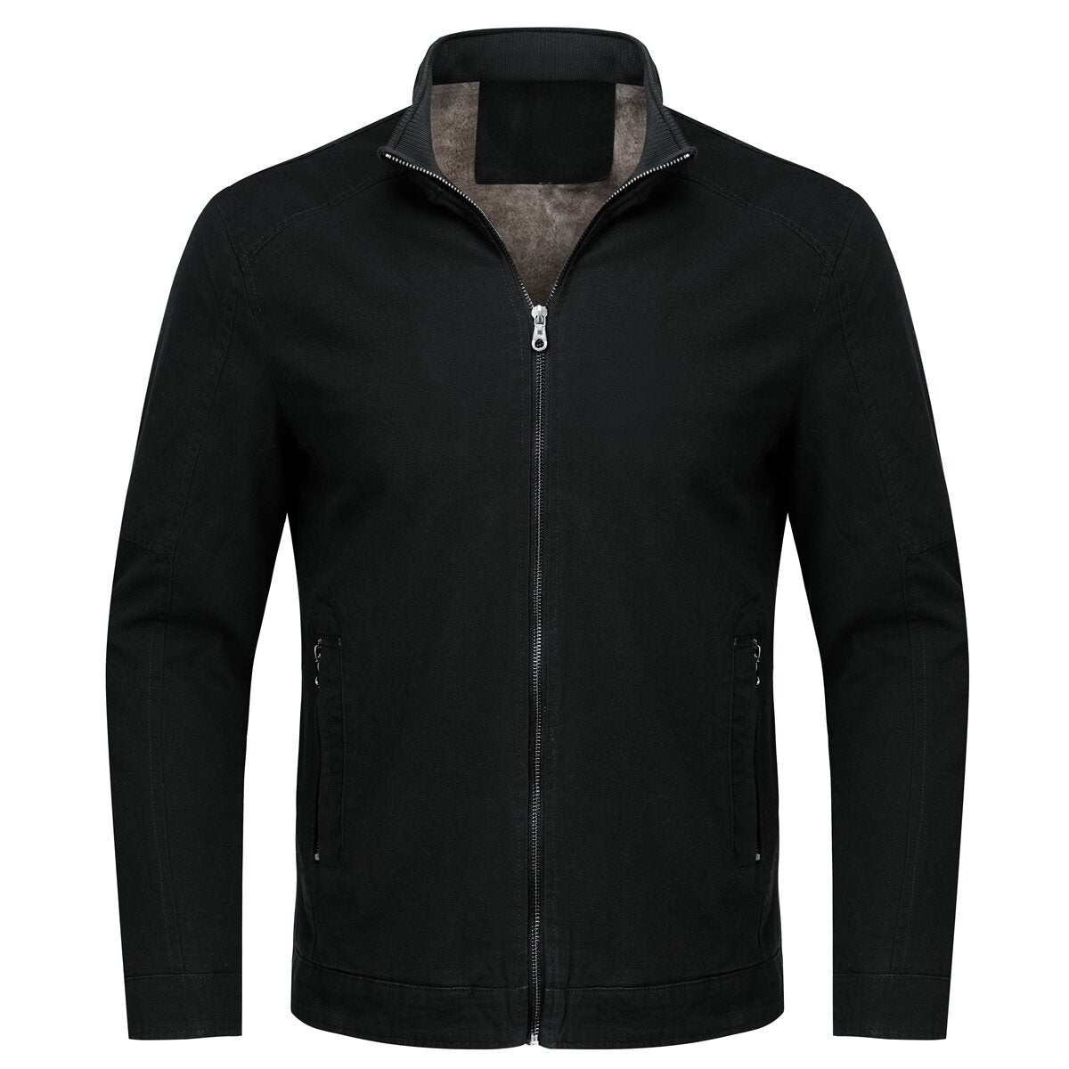 Youthup Mens Thickened Interior Plush Casual Zip Jacket