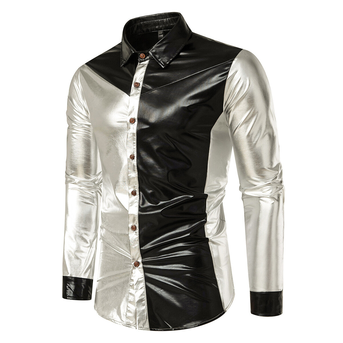 Youthup Mens Prom Shiny Glossy Waterproof Party Shirt