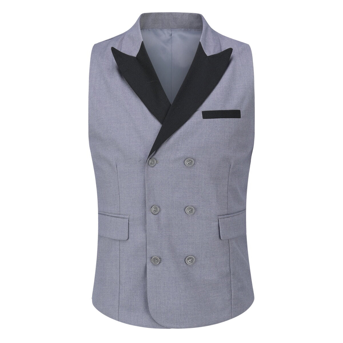 Youthup Mens Business Suit Vest Color Block Peak Collar Slim Fit Waistcoat